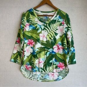 Tommy Bahama NWT Tunic Top Tee T-Shirt Women’s Size Small Tropical Floral Palm